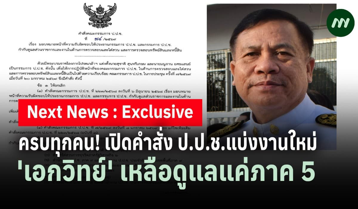ครบทุกคน! เปิดคำสั่ง ป.ป.ช.แบ่งงานใหม่ 'เอกวิทย์' เหลือดูแลแค่ภาค 5