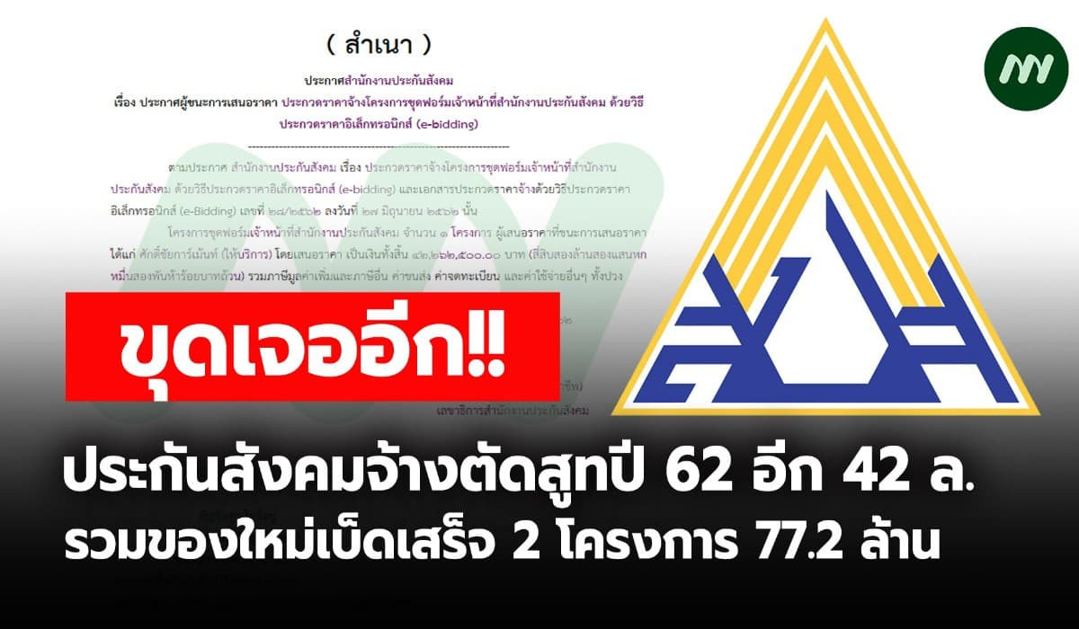 ขุดเจออีก!! สปส.จ้างตัดสูทปี 62 อีก 42 ล.-รวมของใหม่เบ็ดเสร็จ 77.2 ล.
