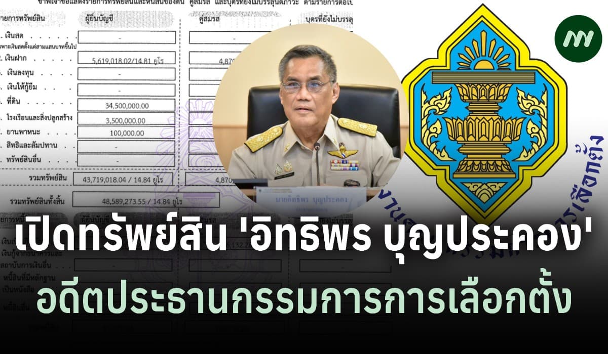 ทรัพย์สิน 48 ล.'อิทธิพร บุญประคอง' อดีตประธานกกต.