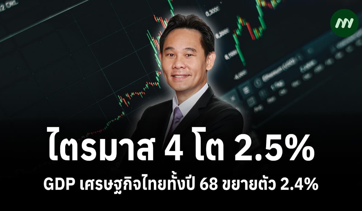 ไตรมาส 4 โต 2.5% GDP เศรษฐกิจไทยทั้งปี 68 ขยายตัว 2.4%