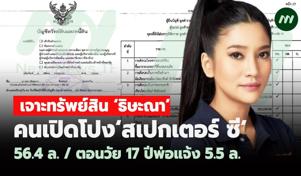 เจาะทรัพย์สิน ‘ธิษะณา ชุณหะวัณ’ คนเปิดโปง ‘สเปกเตอร์ ซี’ 56.4 ล้าน