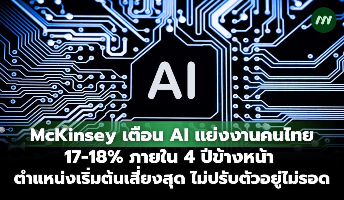 เตือน AI แย่งงานคนไทย 17-18% ภายใน 4 ปีข้างหน้า ไม่ปรับตัวอยู่ไม่รอด