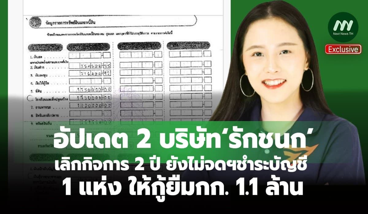 2 บริษัท‘รักชนก’เลิกกิจการ2ปี ยังไม่จดฯชำระบัญชี 1แห่งให้กู้ยืม1.1 ล.
