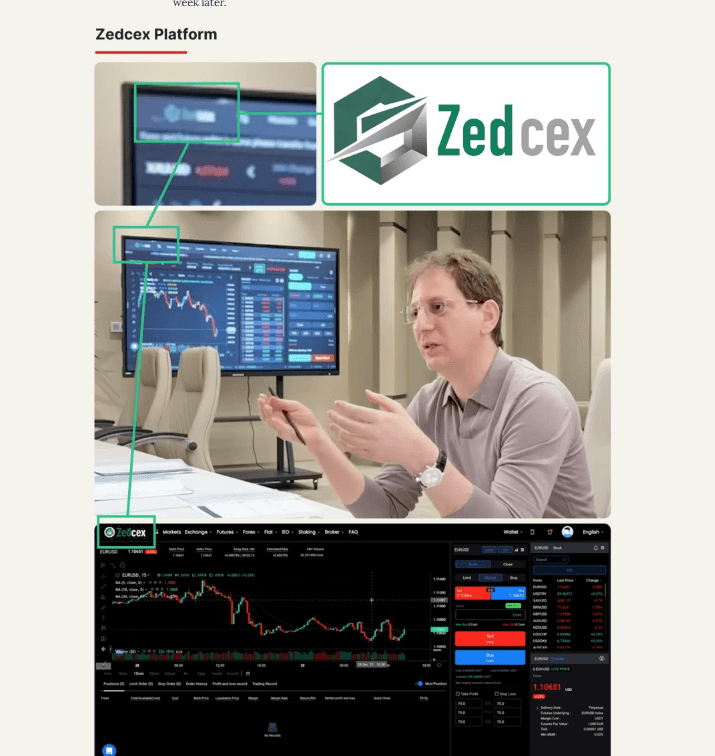 นายบาบัก ซันจานี นั่งทำงานหน้าจอมอนิเตอร์ที่แสดงกระดานเทรดของ Zedcex