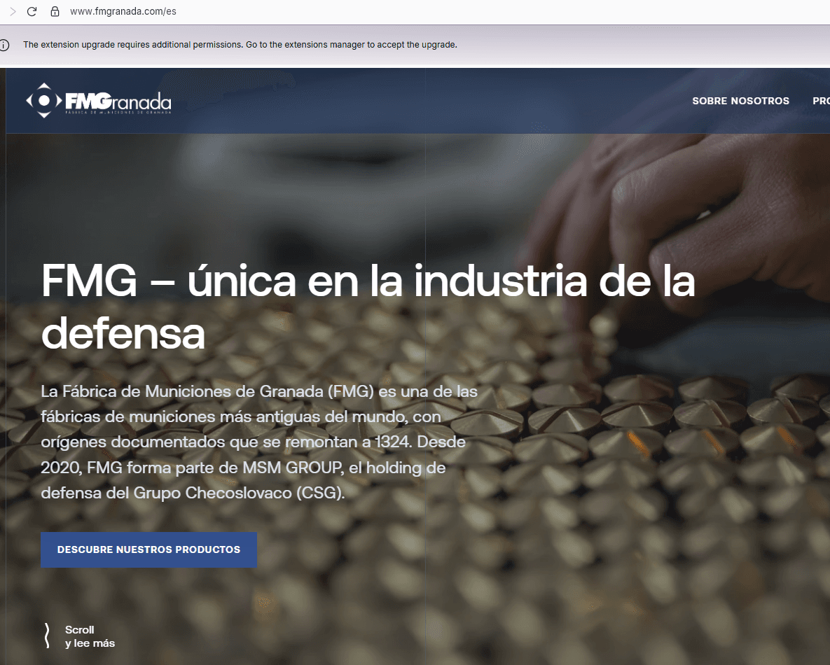 หน้าเว็บบริษัท FMG ของสเปน
