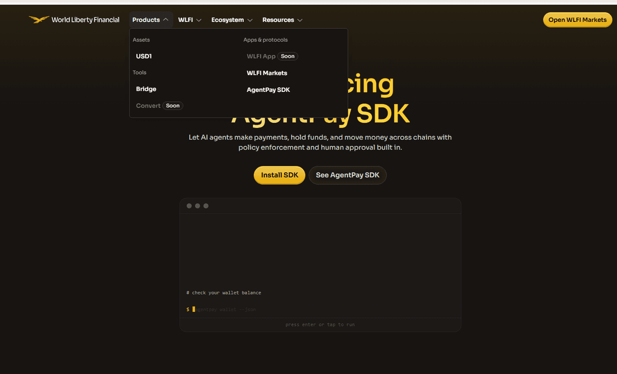 หน้าเว็บบริษัท World Liberty Financial