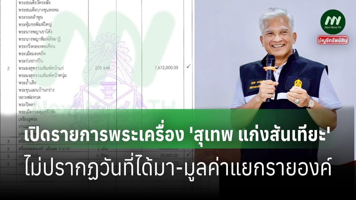 ส่องพระเครื่อง 7.6 ล. 'สุเทพ แก่งสันเทียะ' ปลัดศธ.-ไม่ปรากฏวันที่ได้มา