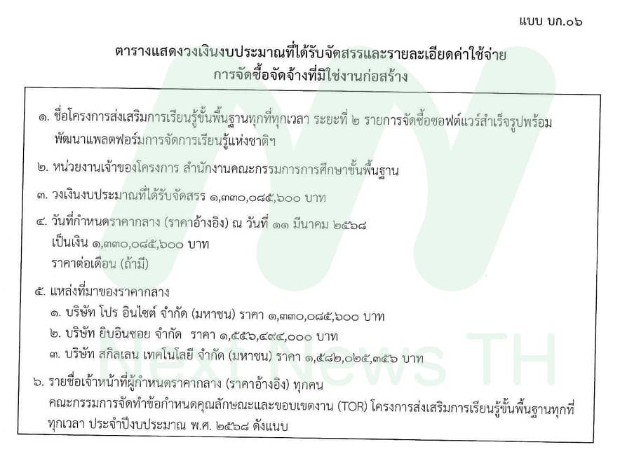 เอกสารประกวดราคา