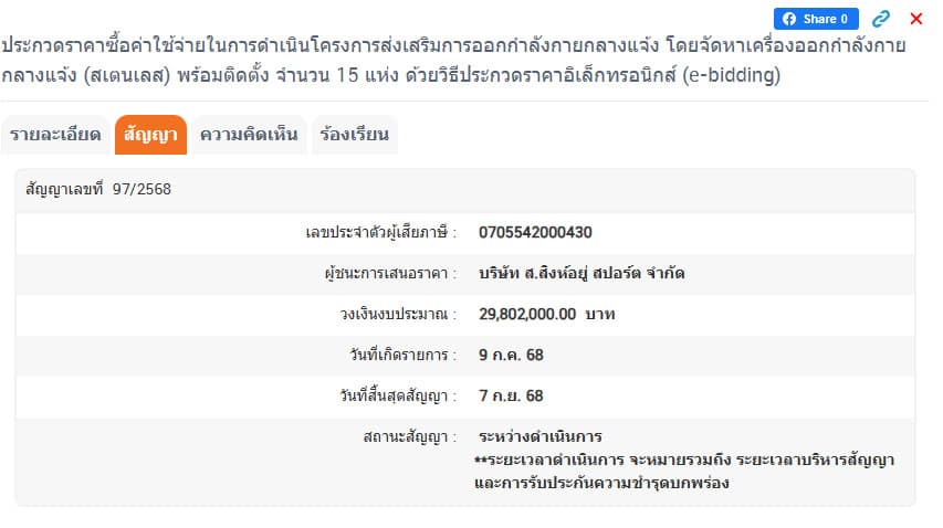 ข้อมูลการประกวดราคา