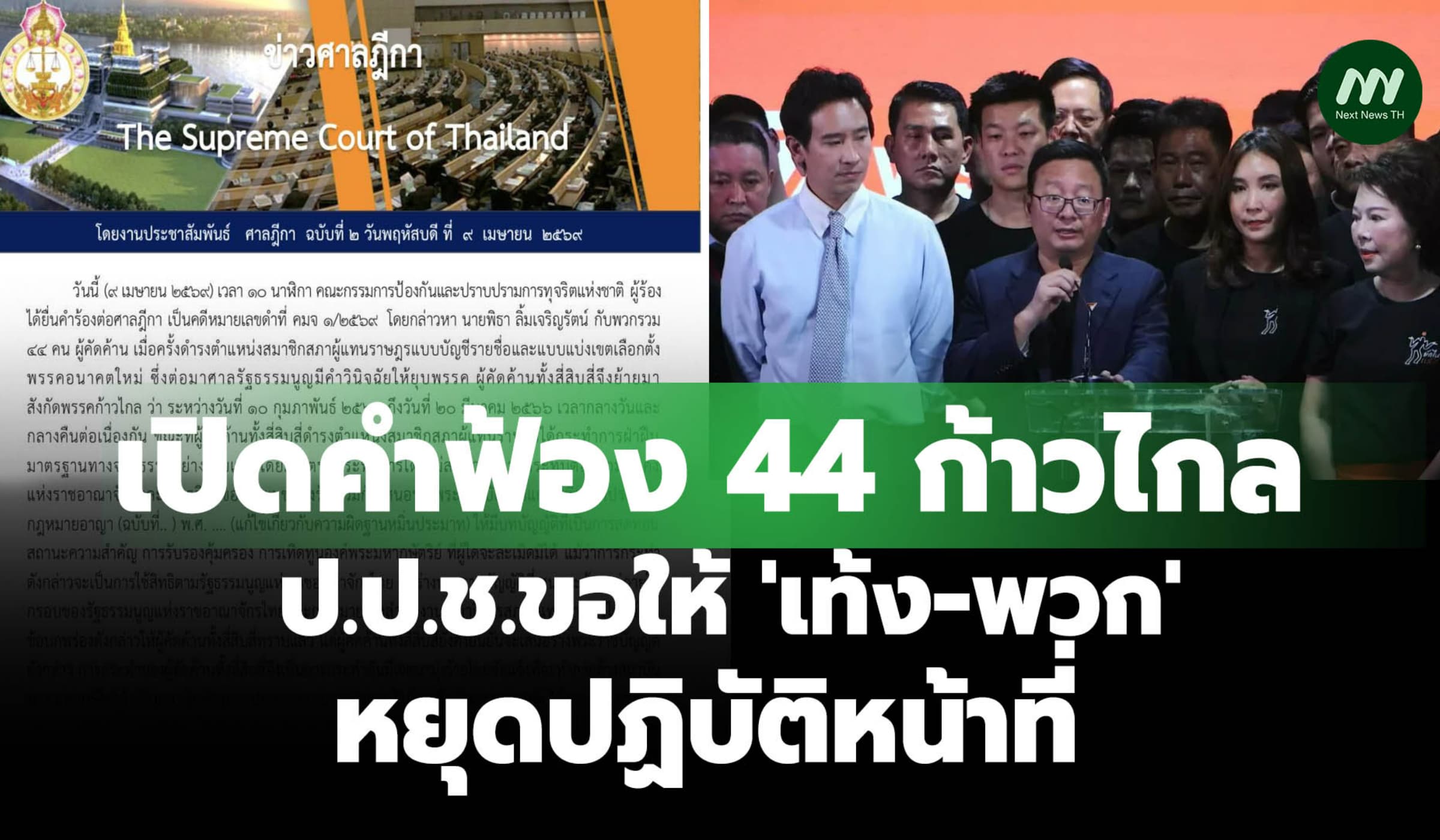 เปิดคำฟ้องคดี44 ก้าวไกล ป.ป.ช.ขอให้ 'เท้ง-พวก' หยุดปฏิบัติหน้าที่