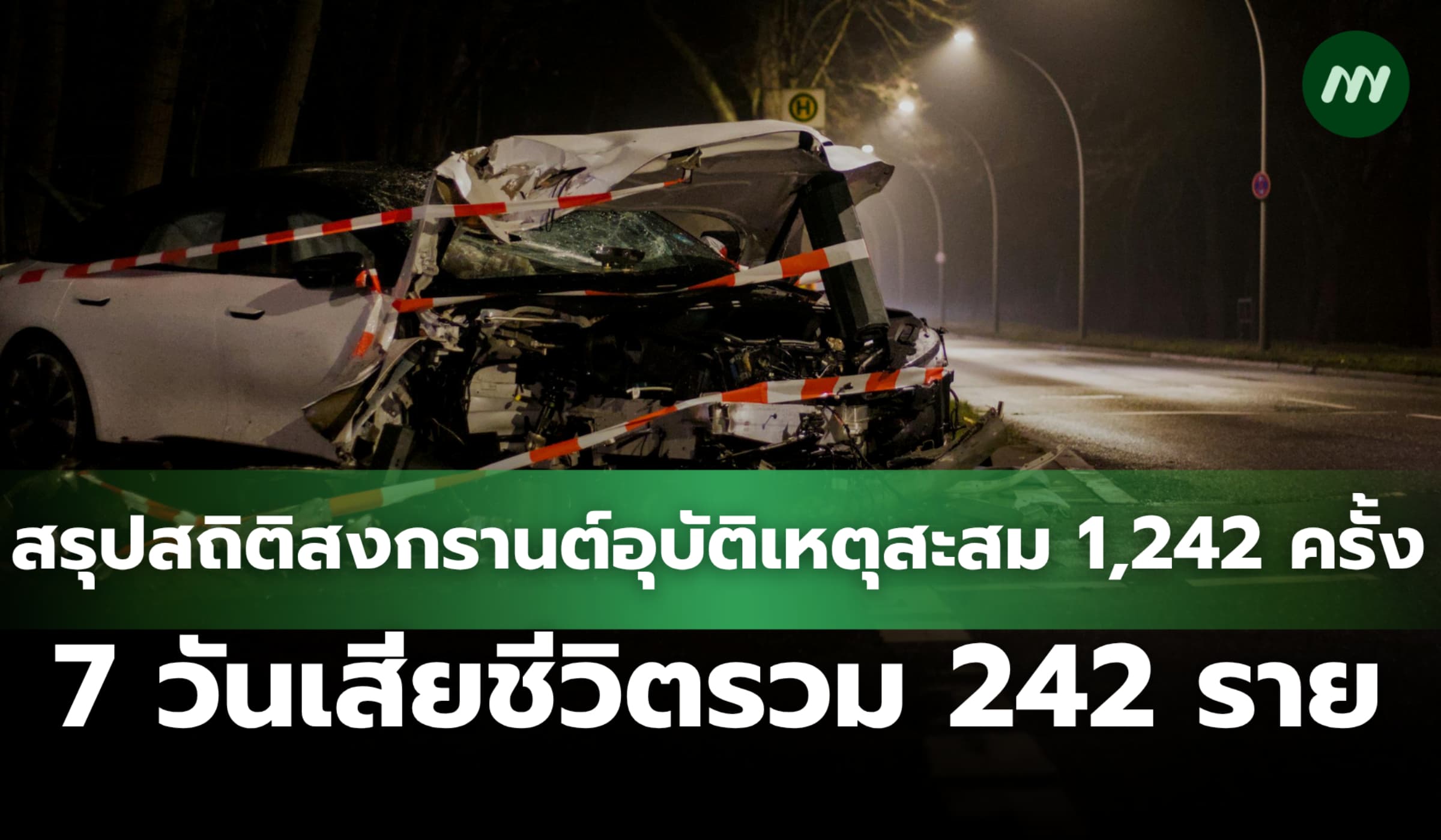 ศปถ.สรุปสถิติสงกรานต์อุบัติเหตุสะสม 1,242 ครั้ง เสียชีวิต 242 ราย