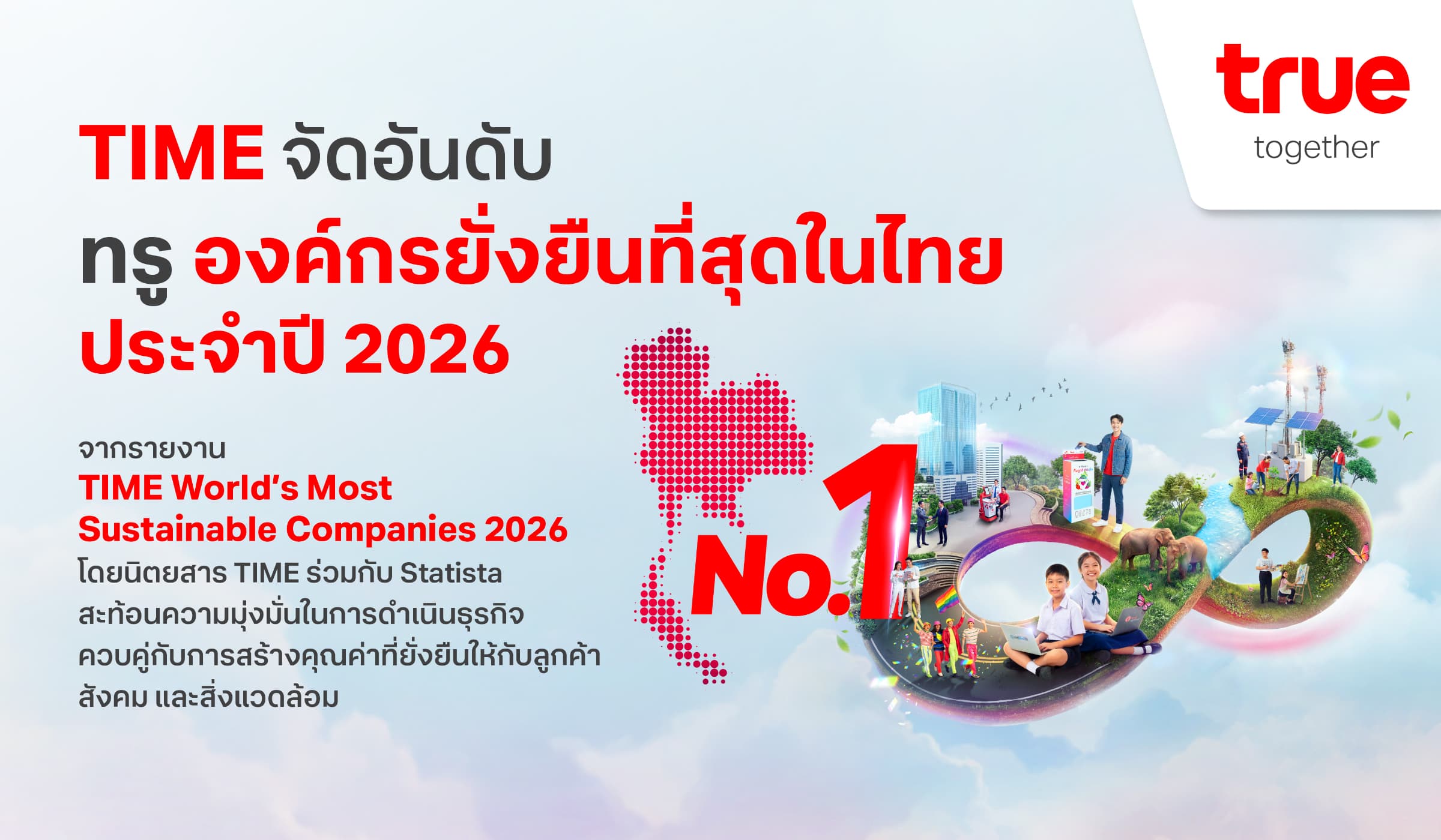 ทรูคว้าองค์กรยั่งยืนที่สุดในไทย ปี 2026 จาก TIME