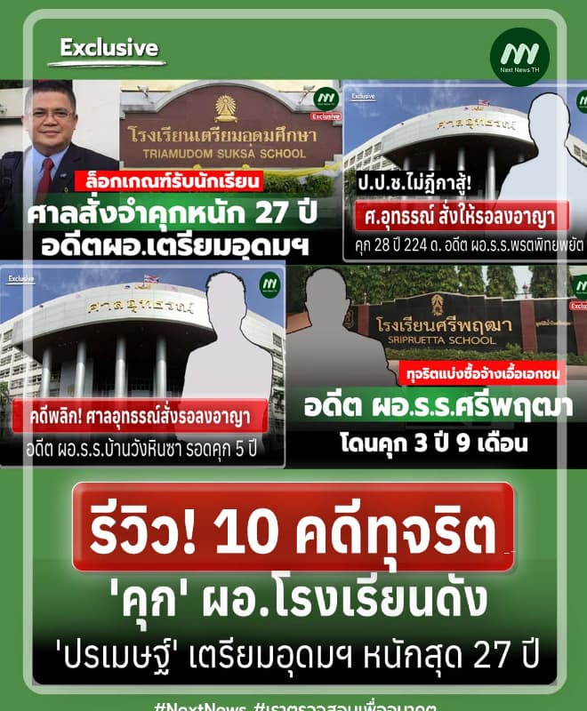 รีวิว! 10คดีทุจริต 'คุก' ผอ.ร.ร.ดัง 'ปรเมษฐ์' เตรียมอุดมฯหนักสุด 27 ปี
