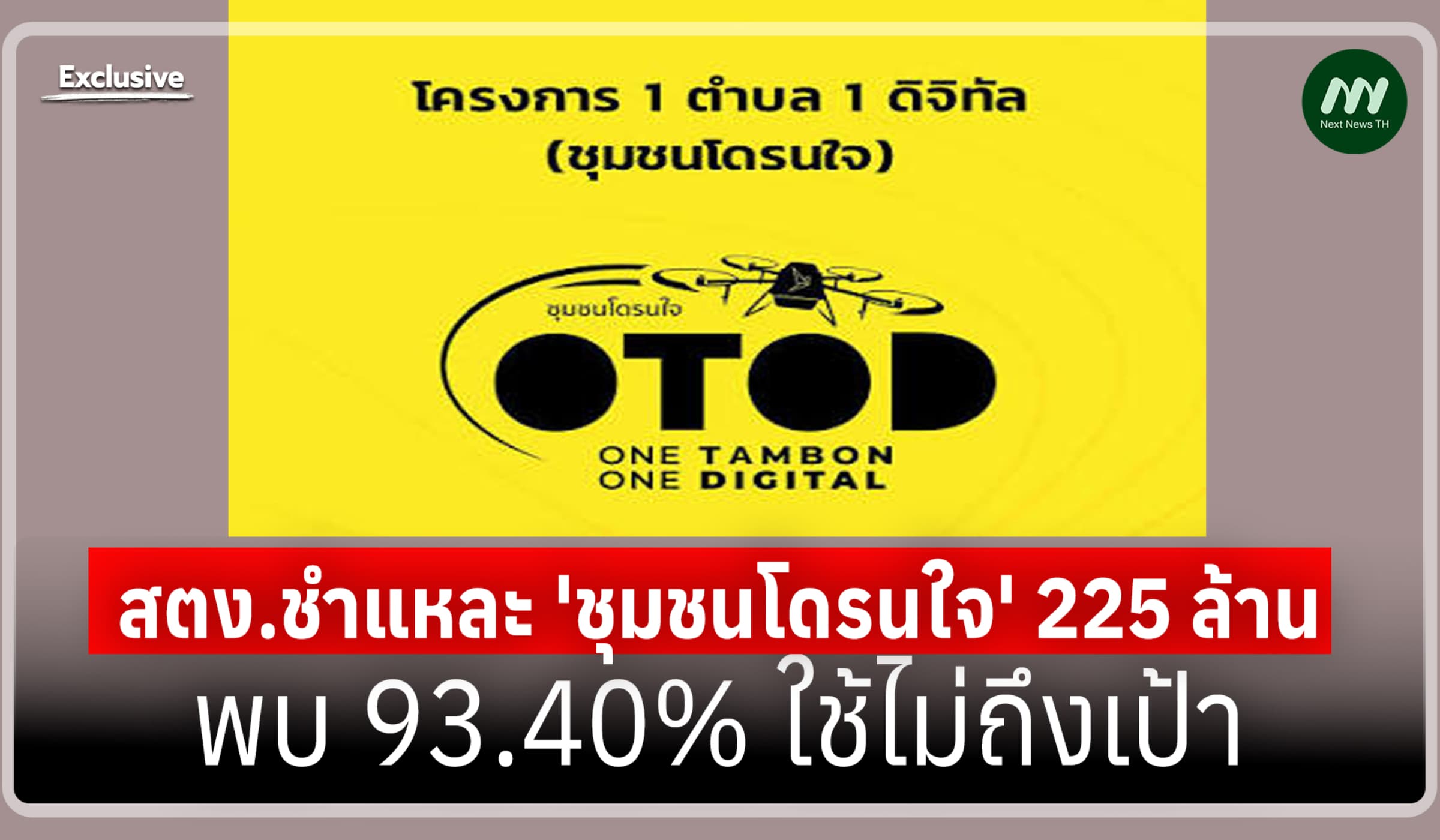 สตง.ชำแหละ 'ชุมชนโดรนใจ' 225 ล้าน พบ 93.40% ใช้ไม่ถึงเป้า