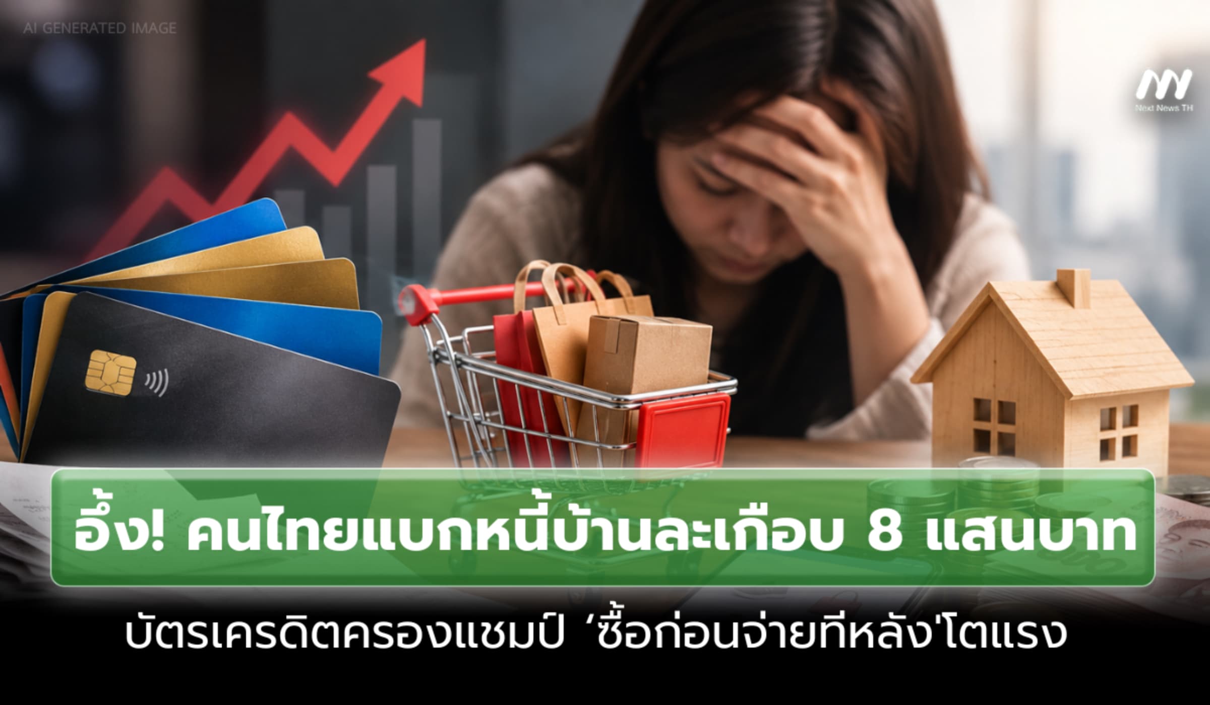 อึ้ง!คนไทยแบกหนี้บ้านละเกือบ 8 แสนบาท 'ซื้อก่อนจ่ายทีหลัง' โตแรง