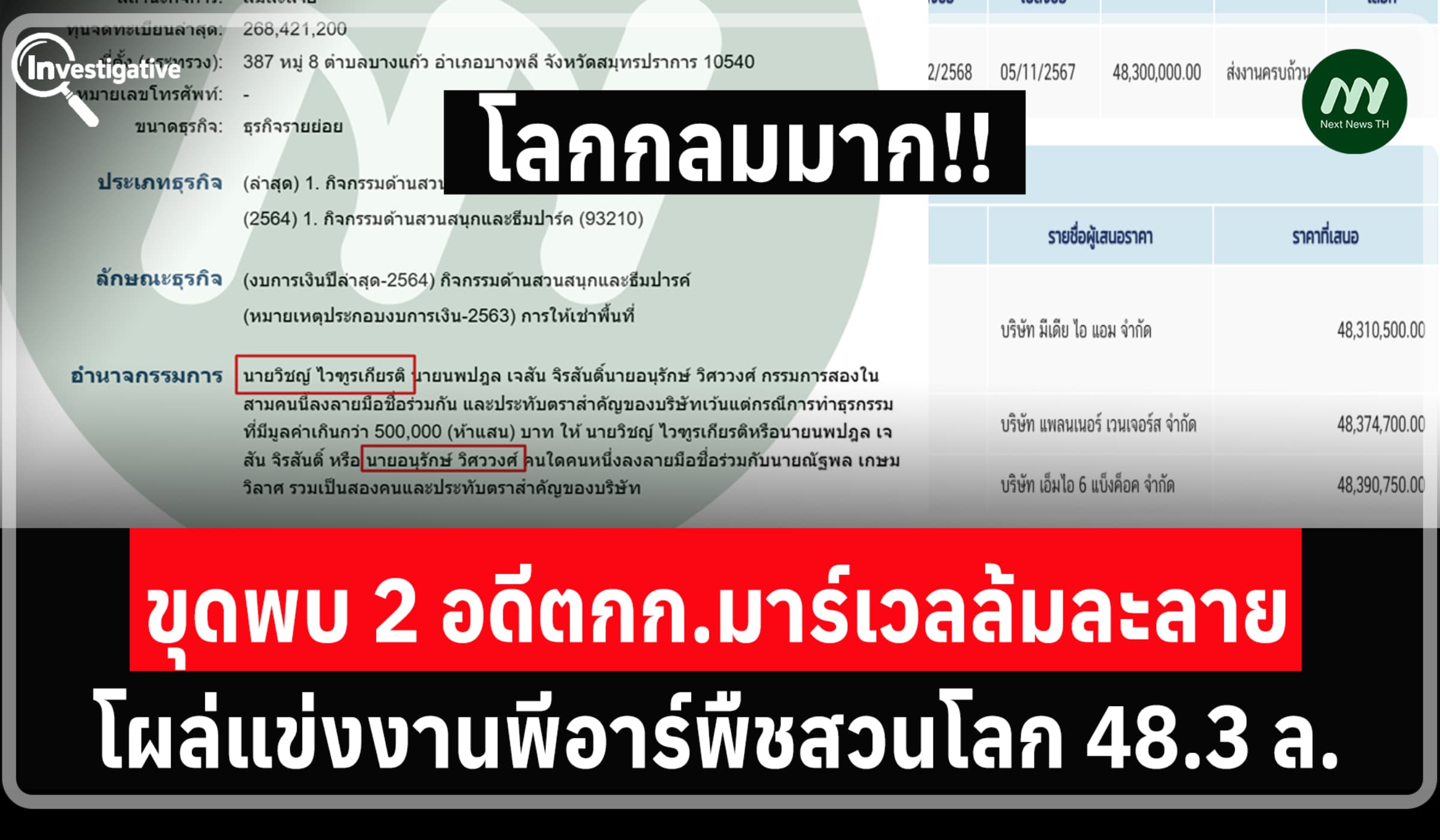 โลกกลมมาก! 2 อดีต กก.มาร์เวลล้มละลาย โผล่แข่งงานพีอาร์พืชสวนโลก48.3 ล.