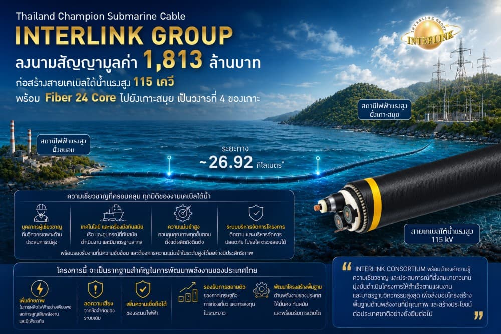 INTERLINK CONSORTIUM ลงนามสัญญาจ้างก่อสร้างโครงการสายเคเบิลใต้น้ำ