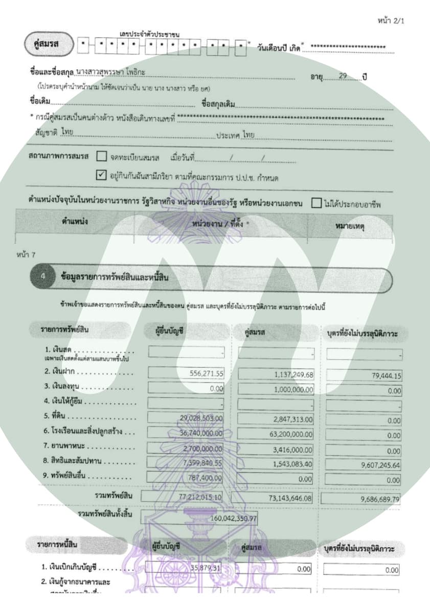 เอกสารยื่นบัญชีทรัพย์สิน ป.ป.ช.