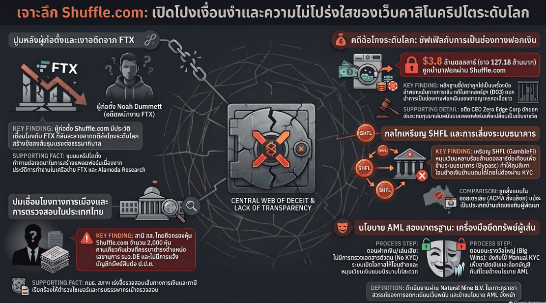 สรุปความไม่โปร่งใสเว็บ Shuffle โยงคดีฟอกเงิน