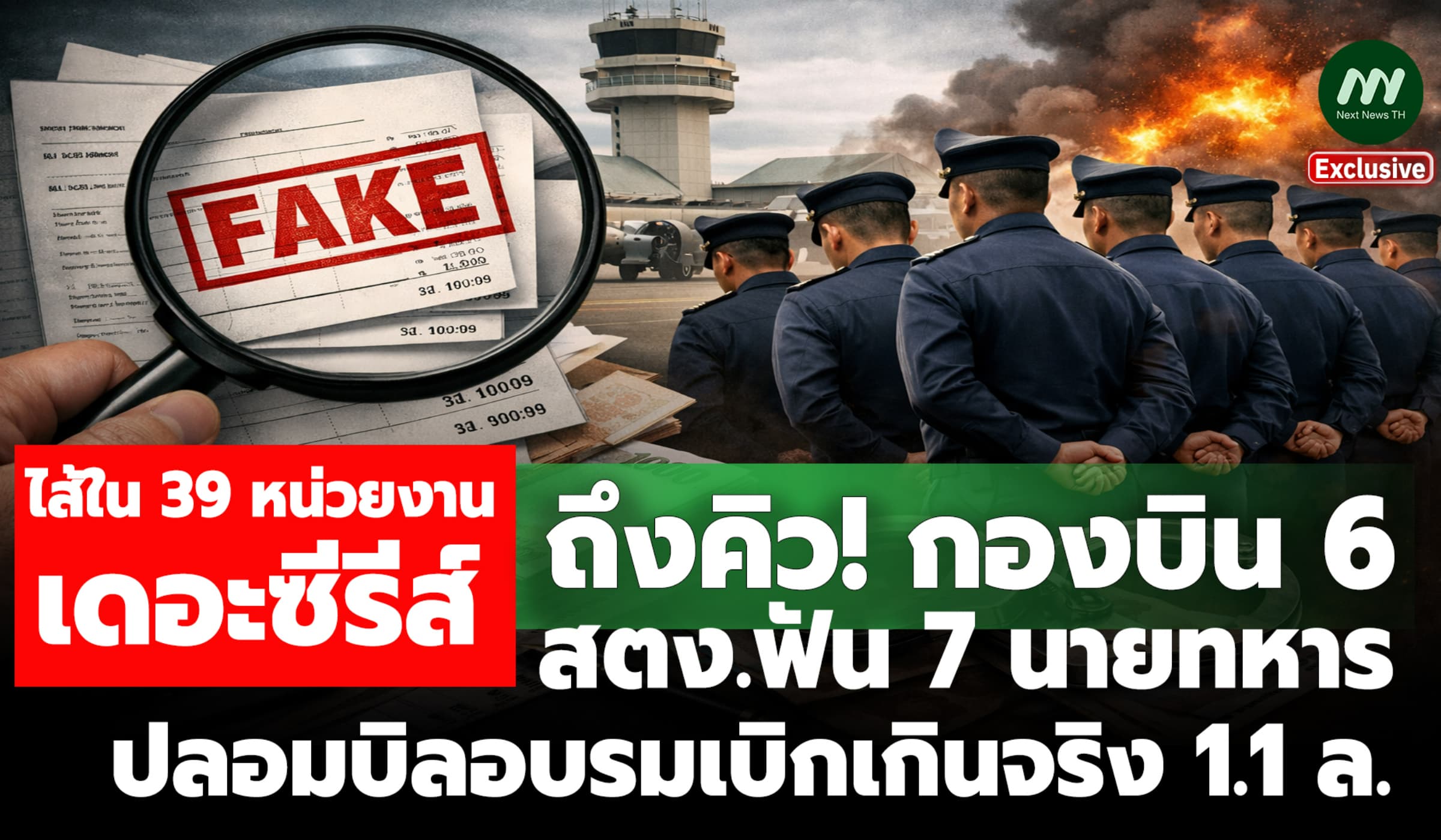 ถึงคิว! กองบิน 6 สตง.ฟัน 7 นายทหาร ปลอมบิลอบรมเบิกเกินจริง 1.1 ล.