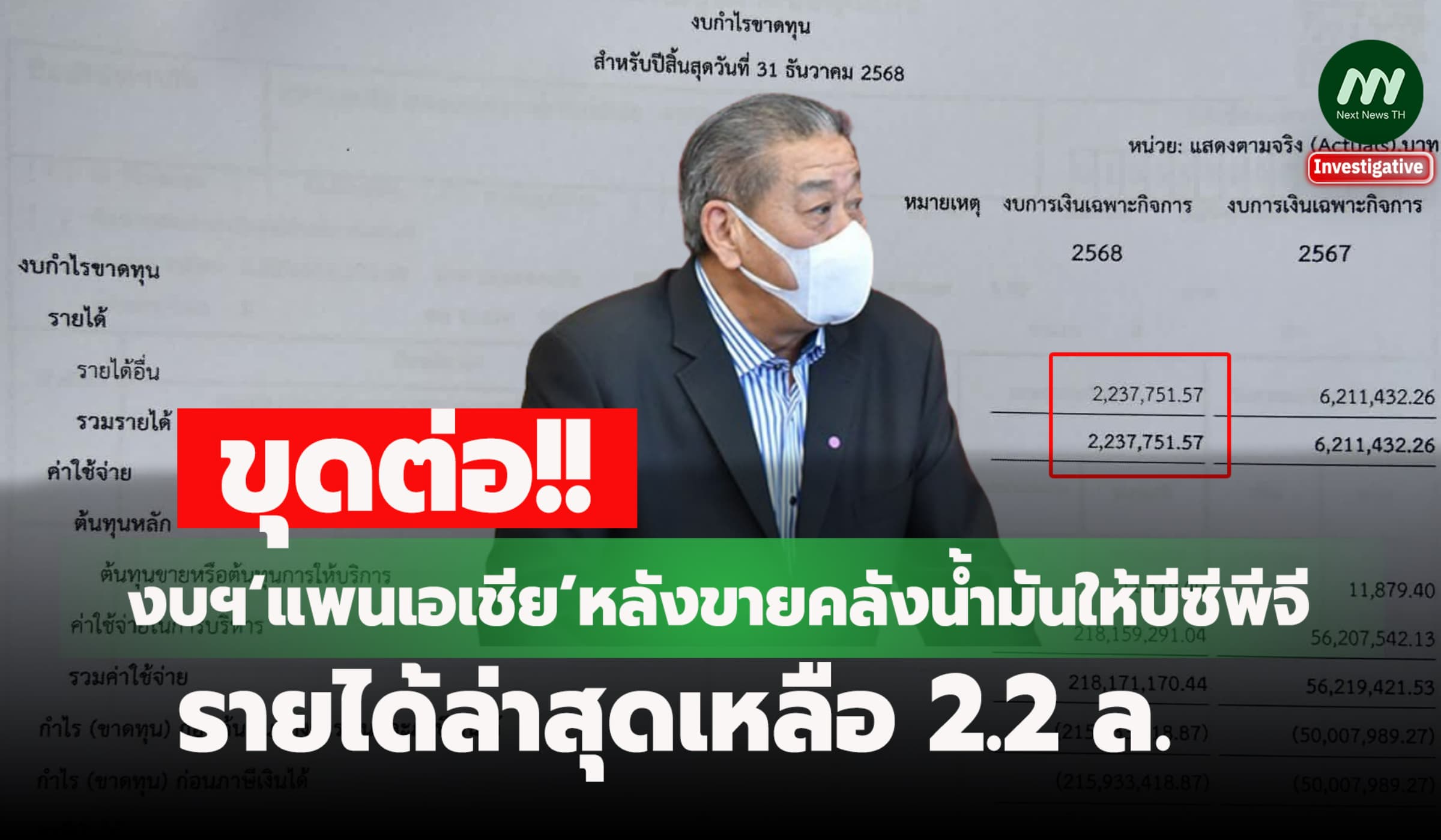 เจาะงบฯ‘แพนเอเชีย’หลังขายคลังน้ำมันให้บีซีพีจี รายได้ล่าสุดเหลือ2.2 ล.