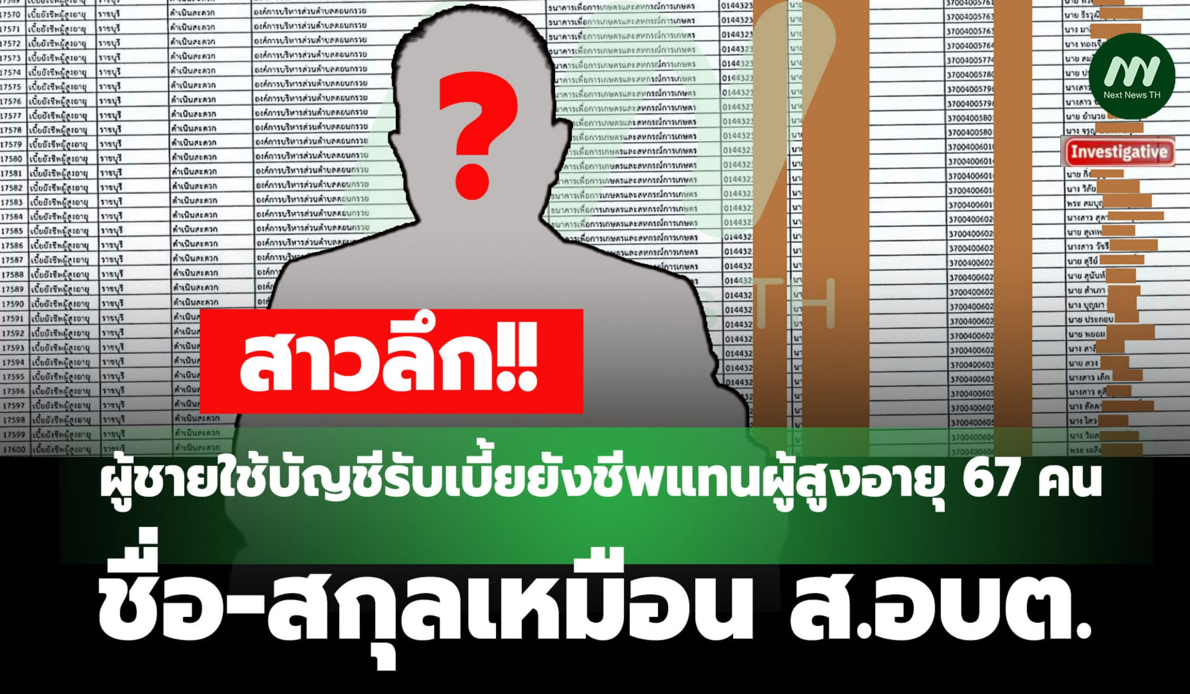 พบผู้ชายใช้บัญชีรับเบี้ยยังชีพแทนผู้สูงอายุ67คน ชื่อ-สกุลเหมือน ส.อบต.