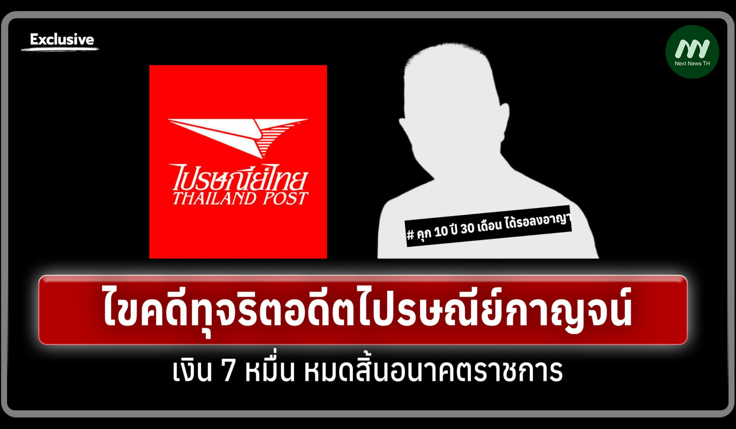 ไขคดีทุจริตอดีตไปรษณีย์กาญจน์ เงิน 7 หมื่น หมดสิ้นอนาคตราชการ