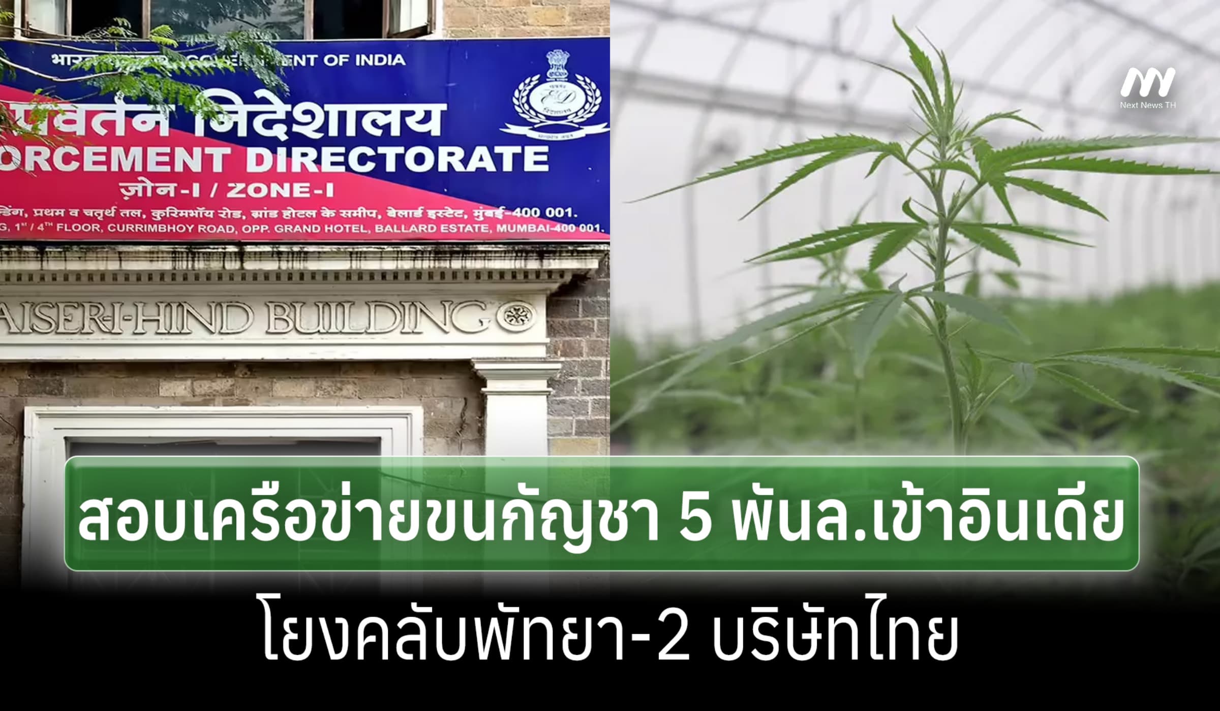 กรมบังคับคดีอินเดียสอบเครือข่ายลอบขนกัญชา 5 พันล.โยงคลับพัทยา-2 บ.ไทย