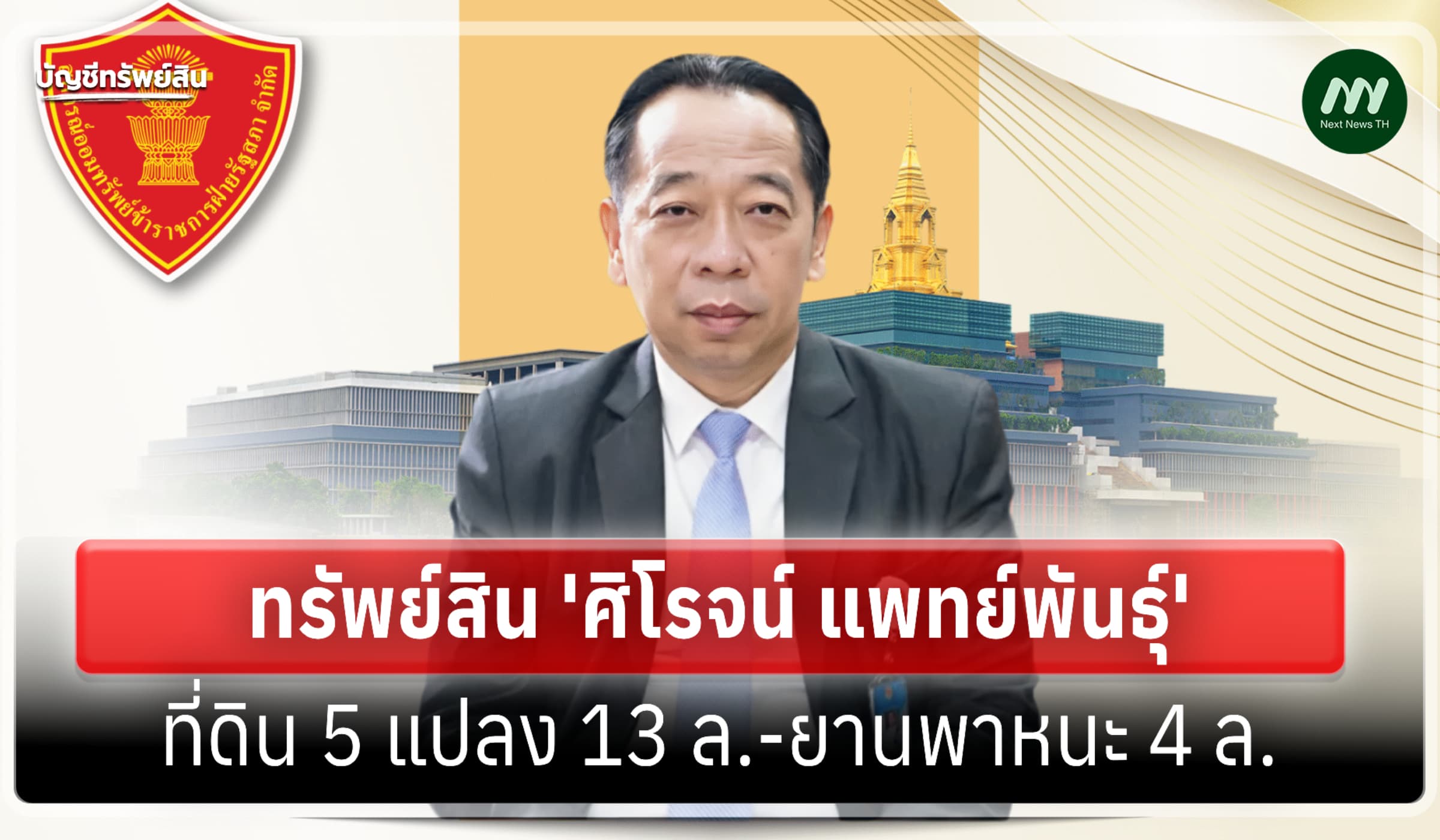 ทรัพย์สิน 34 ล้าน 'ศิโรจน์ แพทย์พันธุ์' เลขาธิการสภาผู้แทนราษฎร