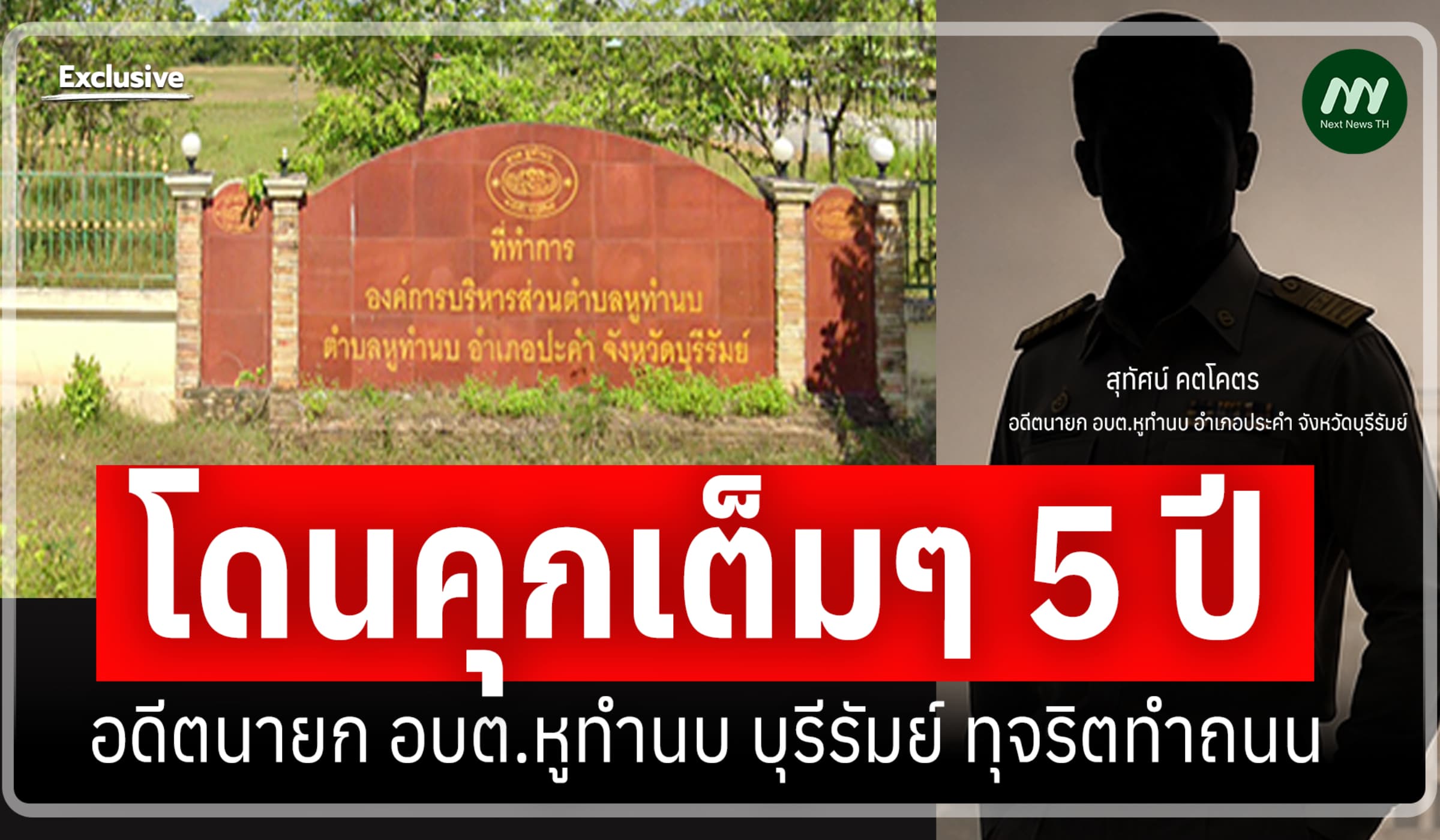 ยืนโทษ! คุก 5 ปี 'สุทัศน์' อดีตนายก อบต.หูทำนบ บุรีรัมย์ ทุจริตทำถนน