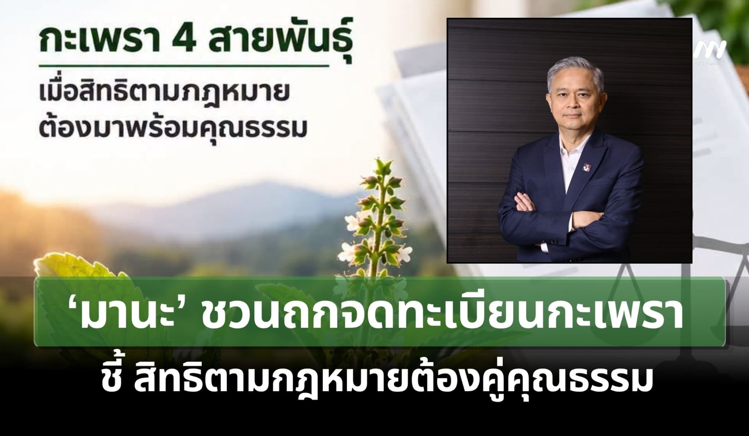 ‘มานะ’ ชวนถกจดทะเบียนกะเพรา ชี้สิทธิตามกฎหมายต้องคู่คุณธรรม!